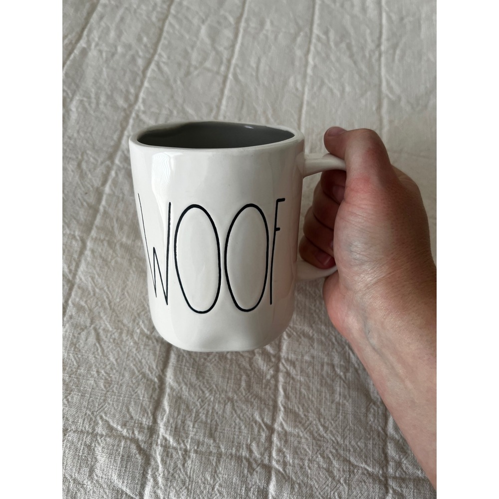 Rae Dunn WOOF Mug Artisan Collection by Magenta White Gray Interior Ceramic